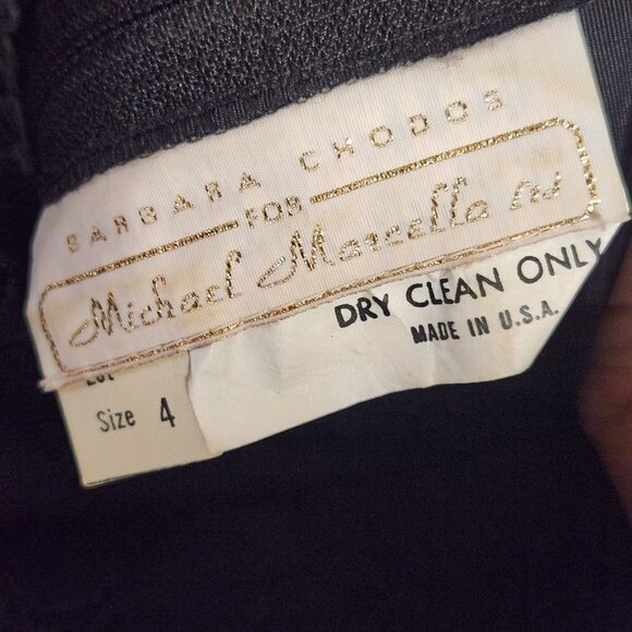 Vintage 80s Black Lace Midi Dress Barbara Chodos For Michael Marcella Size 4 - Picture 8 of 8